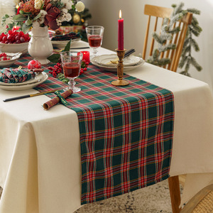 2025 Christmas <strong>Red</strong> and Green Striped Plaid Style <strong>Table</strong> Runner Mat Placemat <strong>Tablecloth</strong> Coaster New Year Tabletop Decoration - Product Image 3