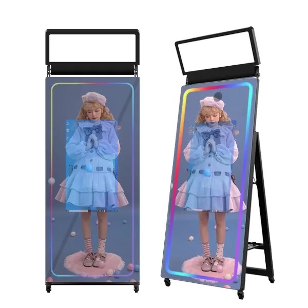 Industrial Grade Top Light Box Portable Full Length Mirror Photo Booth For Car Show Runway Promo Energy Saving