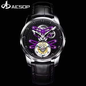 นาฬิกาข้อมือ AESOP Luxury Flying Tourbillon สำหรับผู้ชาย ดีไซน์โครงกระดูก สปอร์ต นาฬิกากลไกไขลาน หรูหรา ส่งตรงจากโรงงาน - Product Image 2