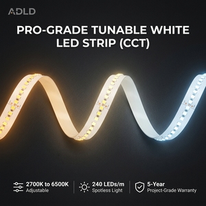 Bande lumineuse LED CCT double blanc réglable 24V SMD 2835 240LEDs/m, flexible, avec DALI PWM pour maison intelligente - Product Image 1