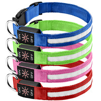 Collier pour chien à motif animal réfléchissant rechargeable par USB, fermeture à boucle, accessoires pour collier d'animal de compagnie pour chiens de taille moyenne