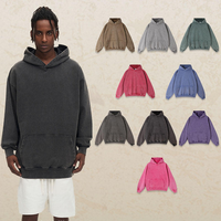 Toptan Günlük Bol Kesim Amerikan Sokak Giyim Tarzı 450gsm Ağır Kumaş %100 Pamuk Yıkanmış Eskitme Görünümlü Kapüşonlu Sweatshirt