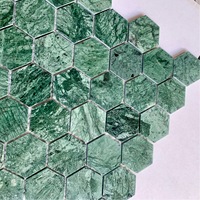 Mosaïque de marbre vert foncé de forme hexagonale 24*24 Carreaux de mosaïque en pierre pour crédence de cuisine salle de bain
