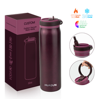 Bouteilles d'eau personnalisées avec logo, sans BPA, double paroi, en acier inoxydable 304, gobelet isotherme de 32 oz avec couvercle à paille verrouillable et poignée dissimulée