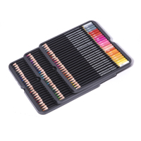 FLOWood – Crayons de couleur professionnels à barillet rond, 72 couleurs, solubles dans l'eau, boîte métallique, mélangeables, pour artistes, peinture aquarelle