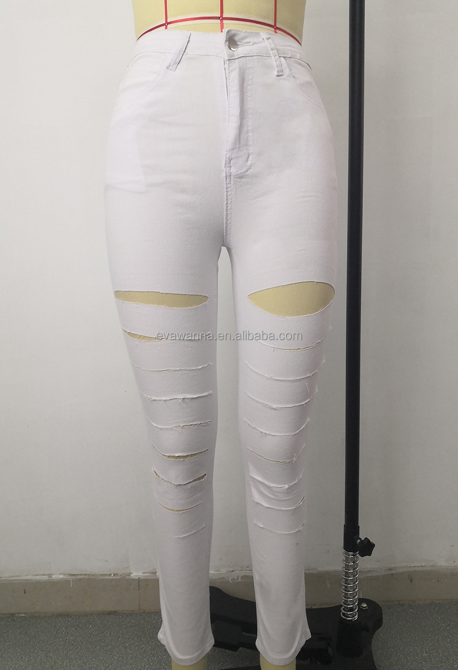 jean high heels jeans sexy woman hole elastic denim ripped stretch sheath pencil pants