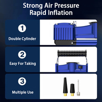 Compresseur d'air portable robuste à double cylindre 12V 150PSI en métal avec gonflage rapide des pneus pour voitures et MPV