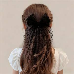 Accessoires pour <span class=keywords><strong>cheveux</strong></span> élégants : Pinces à nœuds en dentelle, grandes barrettes à nœuds avec longues queues - Product Image 5