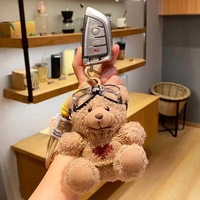 Porte-clés en peluche ours/chiot de dessin animé de 10 cm, mignon, pour clés de voiture/sac, animal en peluche doux, cadeau, vente en gros, MOQPCS