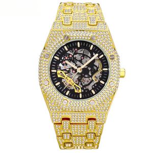 Montres pour hommes en acier inoxydable à diamants moissanite, style hip-hop, automatiques, mécaniques, à éclairage nocturne, entièrement serties de diamants, best-seller - Product Image 6