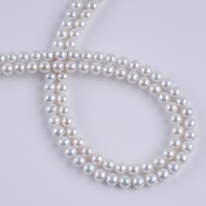 Collar de Perlas Redondas de Agua Dulce Naturales de Zhuji, 6-6.5mm, Blancas/Rosadas, Perlas Sueltas, Producto Semiterminado para DIY - Product Image 1