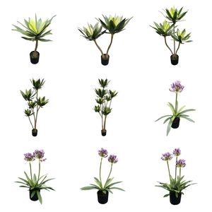 Pohon buatan lili air hijau imitasi tanaman sukulen Agave hijau dalam pot untuk dekorasi rumah luar ruangan - Product Image 2