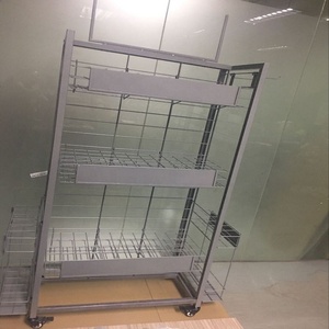 Présentoir <span class=keywords><strong>parapluie</strong></span> double face Panier en fer détachable Supports d'affichage à revêtement électrique avec roulettes <span class=keywords><strong>pour</strong></span> la vente de point de supermarché - Product Image 5