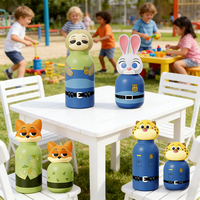 Bouteille d'eau en acier inoxydable avec motif d'animaux de dessin animé mignons, Zootopia, gourde isotherme pour enfants, tasse à eau thermique portable pour enfants