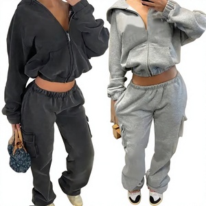 ACID WASH Two Piece Set Distress Embroidery 100 Cotton Sweat Pants <b>Ladies</b> 2 Piece Set Outfits 2026 - Product Image 1