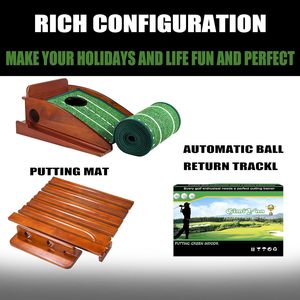 Indoor <b>Golf</b> Putting Practice Machine Solid Wood Automatic Ball Return Track Putting Pad Multi Purpose Training Tool - Product Image 5
