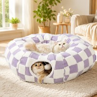 Grand lit ovale pour chat, coussin en peluche doux pour animaux de compagnie, nid confortable et chaleureux pour l'intérieur, tapis de couchage pour chats et chatons