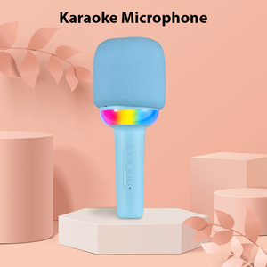 Microphone de karaoké Micro de poche portable Haut-parleur intégré Réduction du bruit Lumières de couleur LED Microphone BT sans fil Anti Spray - Product Image 2