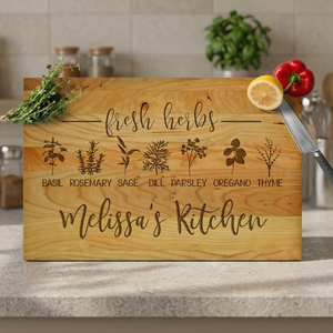 Planche à découper rectangulaire en bois durable et écoresponsable de 2,0 cm d'épaisseur, faite à la main, impression personnalisée, compatible lave-vaisselle, BS - Product Image 1
