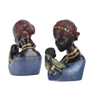 Regalo del Día de Acción de Gracias, estatua de resina afroamericana para madre e hijo - Product Image 2