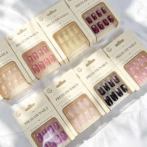 Lot de 24 faux <span class=keywords><strong>ongles</strong></span> autocollants effet œil de chat, couleurs assorties (Bordeaux, Violet, Noir, Nude, Vert), magnétiques, brillants, vente en gros, personnalisables - Product Image 2
