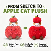 Peluche chaton pomme rouge personnalisée, directement de l'usine, OEM ODM, en coton PP et polyester, animal en peluche en gros, MOQ, peluche amusante