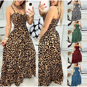 Vestido Maxi de Verano Casual y Sexy con Estampado de Leopardo, Cuello en V, Sin Mangas y Cintura Alta para Mujer, Tallas Grandes, Dropshipping Shopify - Product Image 5