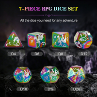 Ensemble de dés en alliage de zinc, 7 pièces, 16mm, arc-en-ciel, multicolore, polyédrique, DND pour Dungeons Dragons RPG