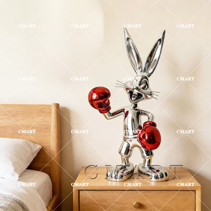 Escultura de Bugs Bunny Boxeador - Resina/Fibra de Vidrio Pintada a Mano, Tamaño Personalizable, Tema de Amor, Decoración para el Hogar - Product Image 6