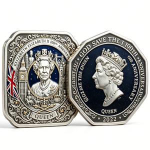 Pièce de monnaie plaquée argent du 100e anniversaire d'Elizabeth II, frappée à l'origine, forme irrégulière, objet de collection patriotique, portrait de la reine 2022 - Product Image 4