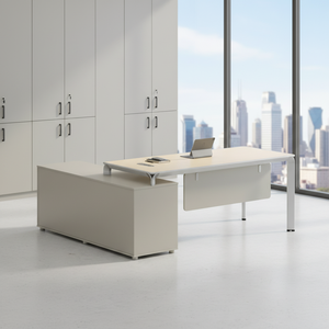 Bureau de direction avec cadre en PVC, design contemporain et moderne, résistant à la rouille et aux rayures, tiroir de rangement, utilisation commerciale/au bureau à domicile - Product Image 1
