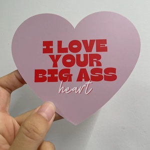 Lusso colore rosa a forma di cuore saluto grazie Tag carte di carta regalo di alta qualità biglietti di ringraziamento - Product Image 1