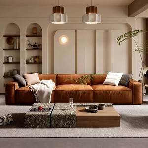 Canapé en cuir <span class=keywords><strong>Baxter</strong></span> Cube, RetroOrange, minimaliste italien, 3 places droit pour petits salons - Product Image 2