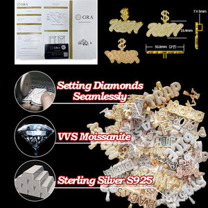 Liontin huruf Hip Hop Moissanite 925 perak sepenuhnya es keluar rantai nama kustom Moissanite liontin - Product Image 5