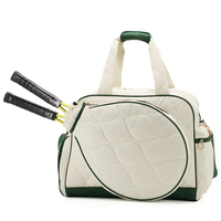 Sac fourre-tout de tennis en coton bouffant de nylon matelassé blanc de luxe pour femmes avec logo personnalisé de padel pour sac de raquette de pickleball de gymnastique en plein air