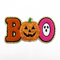 Patch brodé à sequins écologique pour la saison effrayante d'Halloween, grande applique citrouille et fantôme, thermocollant pour veste, sweat à capuche, sac, DIY