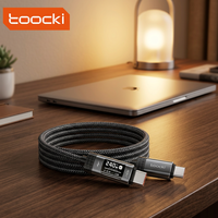 Kabel Data Pengisian Daya 2 in 1 Toocki 240W Pengisian Super Cepat dengan Tampilan Digital Real-Time, Kompatibilitas Luas untuk Penggunaan Sehari-hari