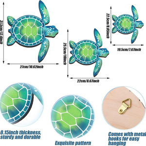 Kunstdecoraties met strandthema met een set van drie schildpadden uit de serie Marine Life, perfect voor wanddecoratie - Product Image 6