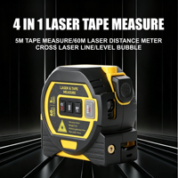 DEWEN Télémètre laser rechargeable multifonction 4-en-1 innovant 60m avec mètre à ruban autobloquant 5m et niveau à bulle