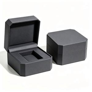 Boîte cadeau rigide de luxe noire à fermeture magnétique, personnalisable avec logo FX, recyclable, faite à la main, avec insert en mousse EVA pour bijoux, parfums, montres - Product Image 1