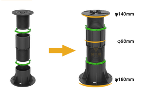 Pedestales de Soporte para Terrazas de Plástico Taurus, Soporte Ajustable en Altura para la Instalación de Pisos de Baldosas en Exteriores - Product Image 2