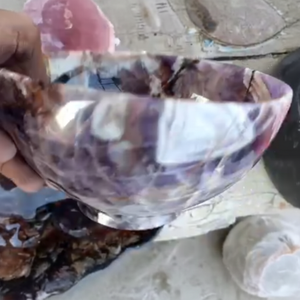 Natural Love Gemstone <b>Amethyst</b> Polished <b>Large</b> Bowl Polished Healing <b>Crystal</b> Craft Bowl Kitchen Accessories Home Decor Gift Bowls - Product Image 1