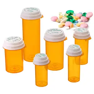 80ML Plastic Pill Bottle Vials Sealed Lids Screw-On Cap Thumb Tab Reversible Cap Vials