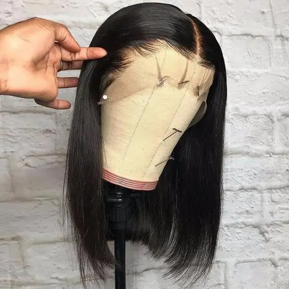 Hot Selling Indian Hair Raw Unprocessed Virgin Human Hair Lace Frontal Small Knots Hair Short Bob Lace Front Wigs