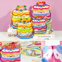 Sacs cadeaux mignons en forme de gâteau avec poignées, sacs en plastique à motif de dessin animé pour la maison, les fêtes d'anniversaire, les baby showers, les mariages, pour chocolats et sucettes