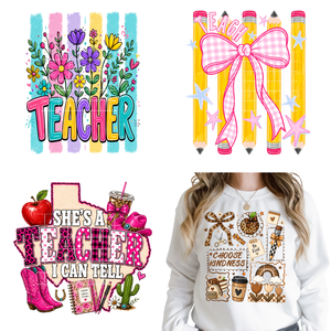 Coquette Leopard Lehrer Aufkleber für den Schulanfang, Bügelbilder für Bildungsmitarbeiter, waschbare DTF-Wärmeübertragungsaufkleber, fertig zum Aufbügeln für Hoodies - Product Image 1