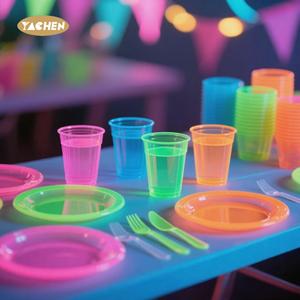 Yachen Plastic Neon Cups 12Oz Gloed Cups Onder Uv Zwart Licht Voor Neon Feestdecoraties Kleurrijke Gloed In Het Donker - Product Image 2