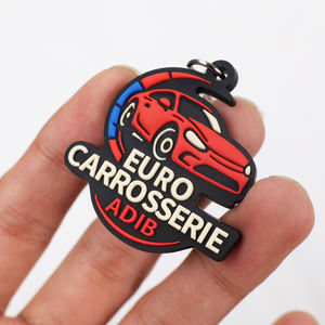 Porte-clés en silicone PVC de course automobile de dessin animé, fabrication en usine à long terme, logo de marque personnalisé, lettre, porte-clés en caoutchouc souple PVC avec porte-clés - Product Image 2