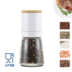 Penggiling garam lada sisi lurus, peralatan dapur penggiling bumbu botol kaca penggiling garam dan Lada dengan tutup bambu - Product Image 4