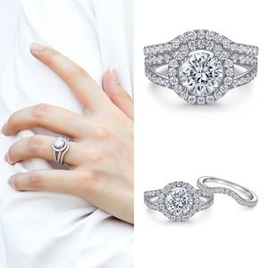 Conjunto de joyas de plata de ley 925 con ajuste de circón de diamante redondo collares de moda para bodas o regalos - Product Image 5